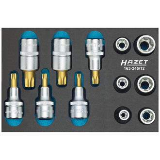 Hazet Werkzeug Satz, TORX, Vierkant hohl 12,5 mm (1/2"), Außen TORX Profil, Innen TORX Profil, E10 - E20, T30 - T60, Anzahl Werkzeuge: 12