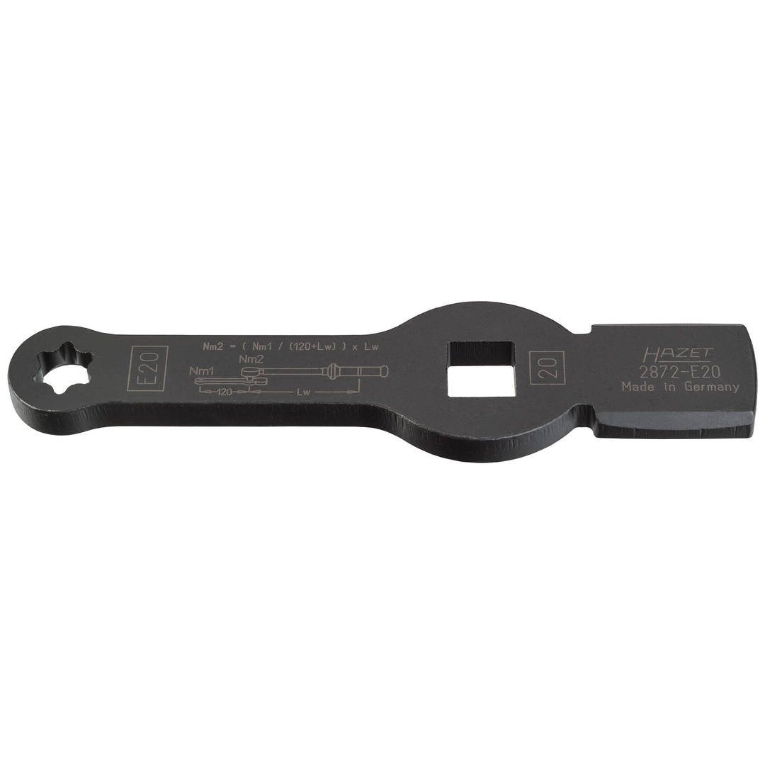 Hazet Schlag-Ringschlüssel, mit 2 Schlagflächen 2872-E20, 3/4 (20 mm) Vierkant hohl, Außen TX Profil, SW E20