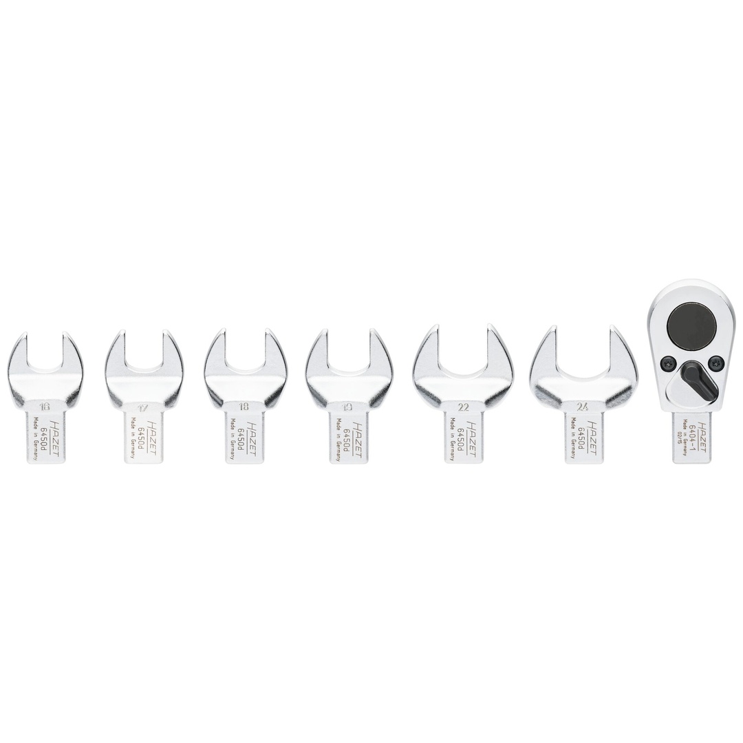Hazet Einsteckwerkzeug Satz 6450D/7, 14 x 18 mm Einsteck-Vierkant massiv, Außen Sechskant Profil, 1/2 (12,5 mm) Vierkant massiv, 7-tlg., 16, 17, 18,