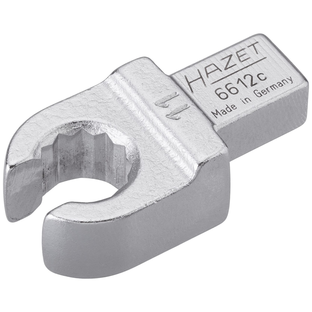 Hazet Einsteck-Ringschlüssel, offen 9 x 12 mm Einsteck-Vierkant massiv, Außen Doppelsechskant Profil, SW 11 mm