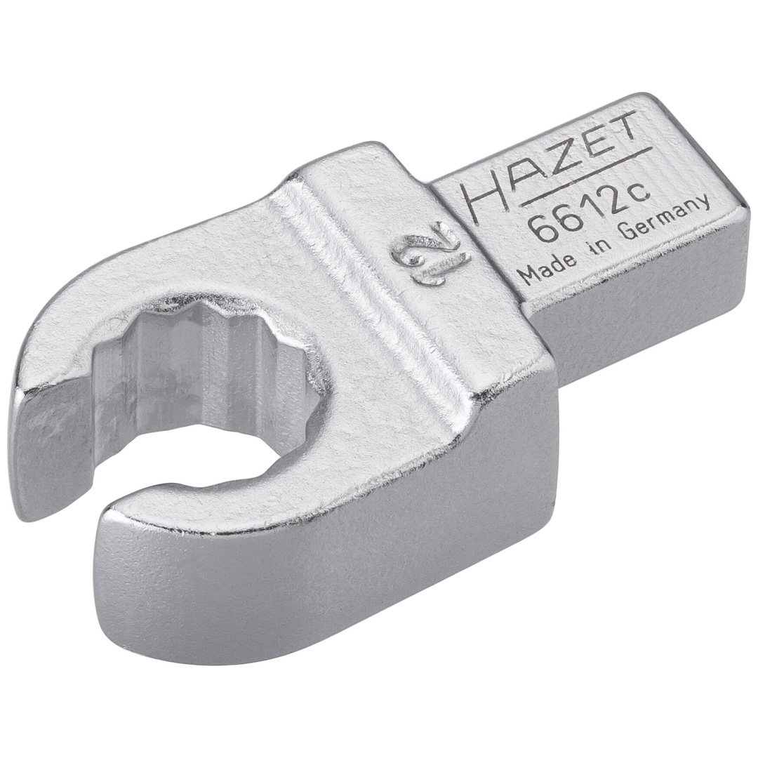 Hazet Einsteck-Ringschlüssel, offen 9 x 12 mm Einsteck-Vierkant massiv, Außen Doppelsechskant Profil, SW 12 mm