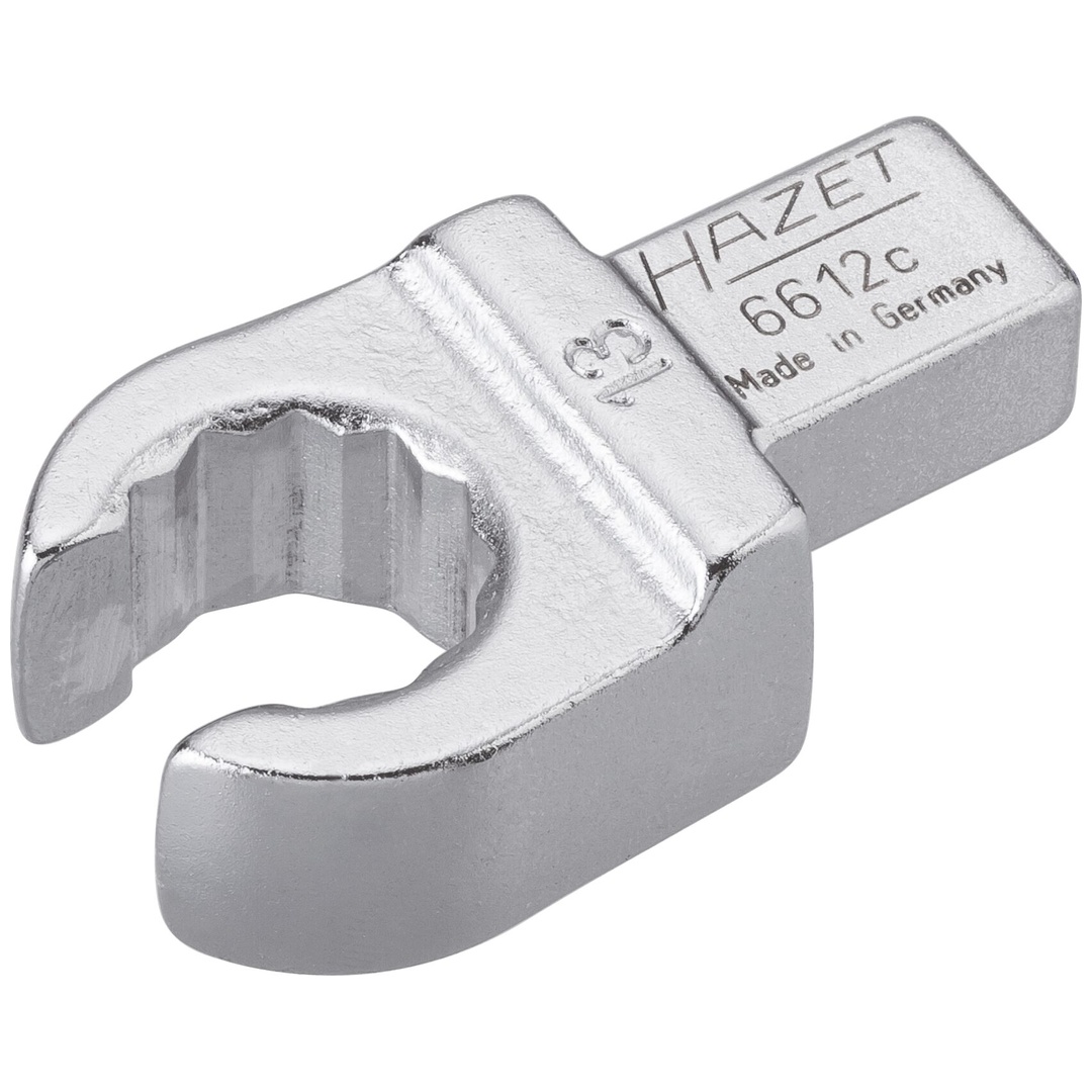Hazet Einsteck-Ringschlüssel, offen 9 x 12 mm Einsteck-Vierkant massiv, Außen Doppelsechskant Profil, SW 13 mm
