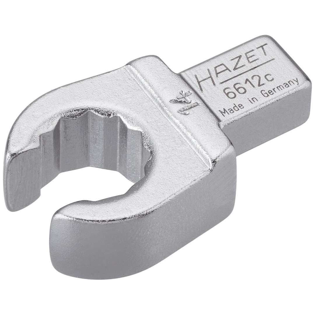 Hazet Einsteck-Ringschlüssel, offen 9 x 12 mm Einsteck-Vierkant massiv, Außen Doppelsechskant Profil, SW 14 mm