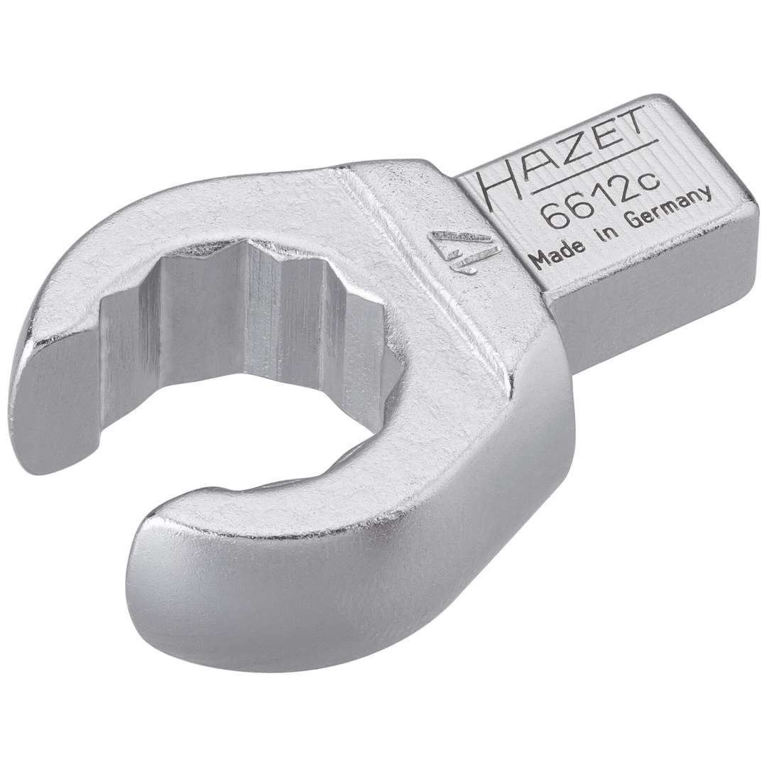 Hazet Einsteck-Ringschlüssel, offen 9 x 12 mm Einsteck-Vierkant massiv, Außen Doppelsechskant Profil, SW 17 mm