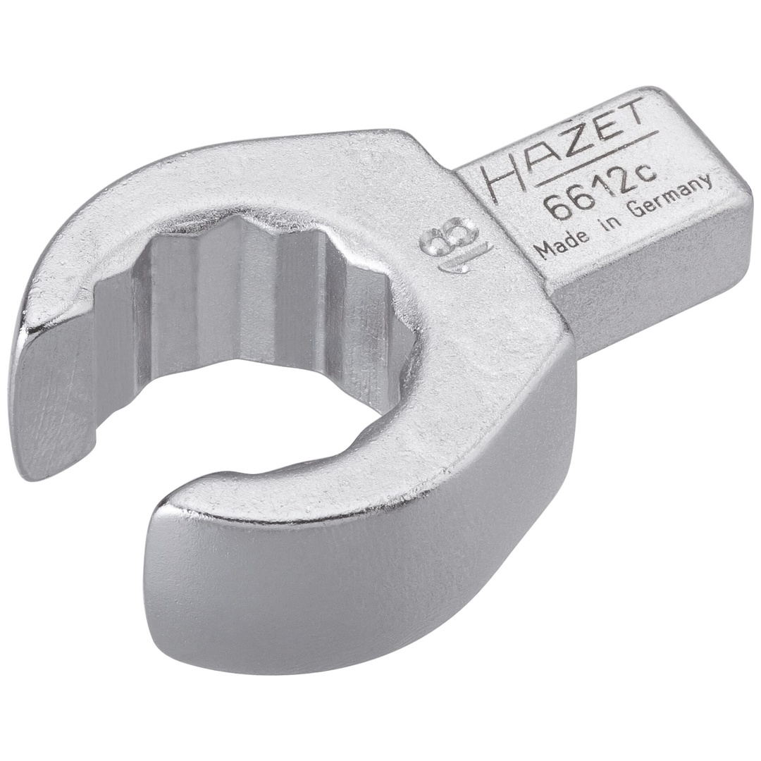 Hazet Einsteck-Ringschlüssel, offen 9 x 12 mm Einsteck-Vierkant massiv, Außen Doppelsechskant Profil, SW 18 mm