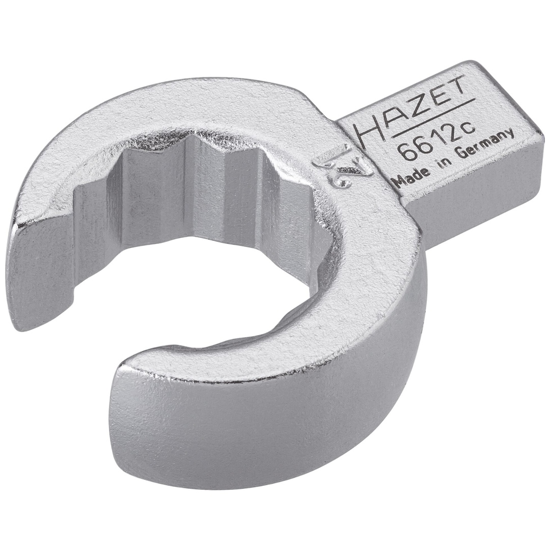 Hazet Einsteck-Ringschlüssel, offen 9 x 12 mm Einsteck-Vierkant massiv, Außen Doppelsechskant Profil, SW 21 mm