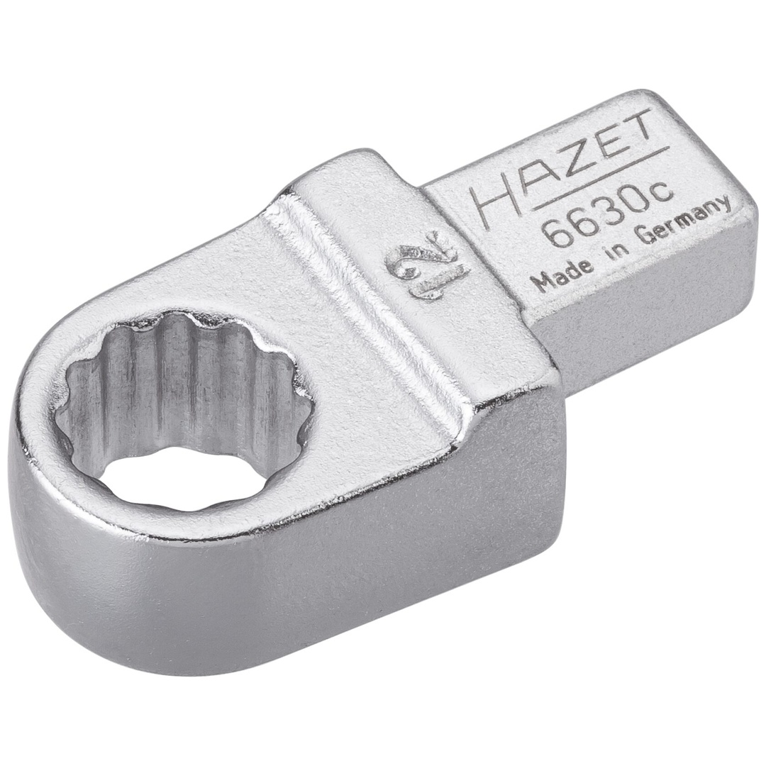 Hazet Einsteck-Ringschlüssel 9 x 12 mm Einsteck-Vierkant massiv, Außen Doppelsechskant-Tractionsprofil, SW 12 mm