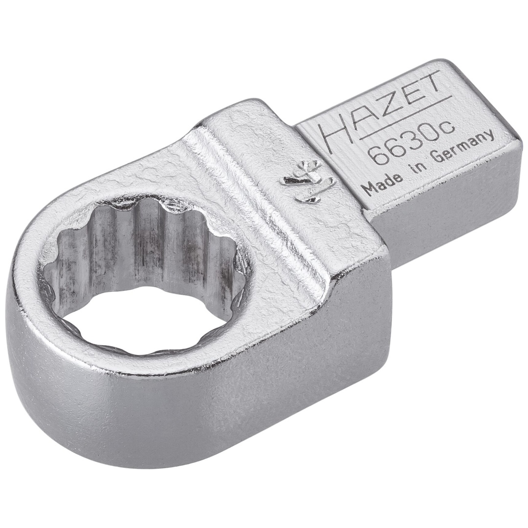 Hazet Einsteck-Ringschlüssel 9 x 12 mm Einsteck-Vierkant massiv, Außen Doppelsechskant-Tractionsprofil, SW 14 mm