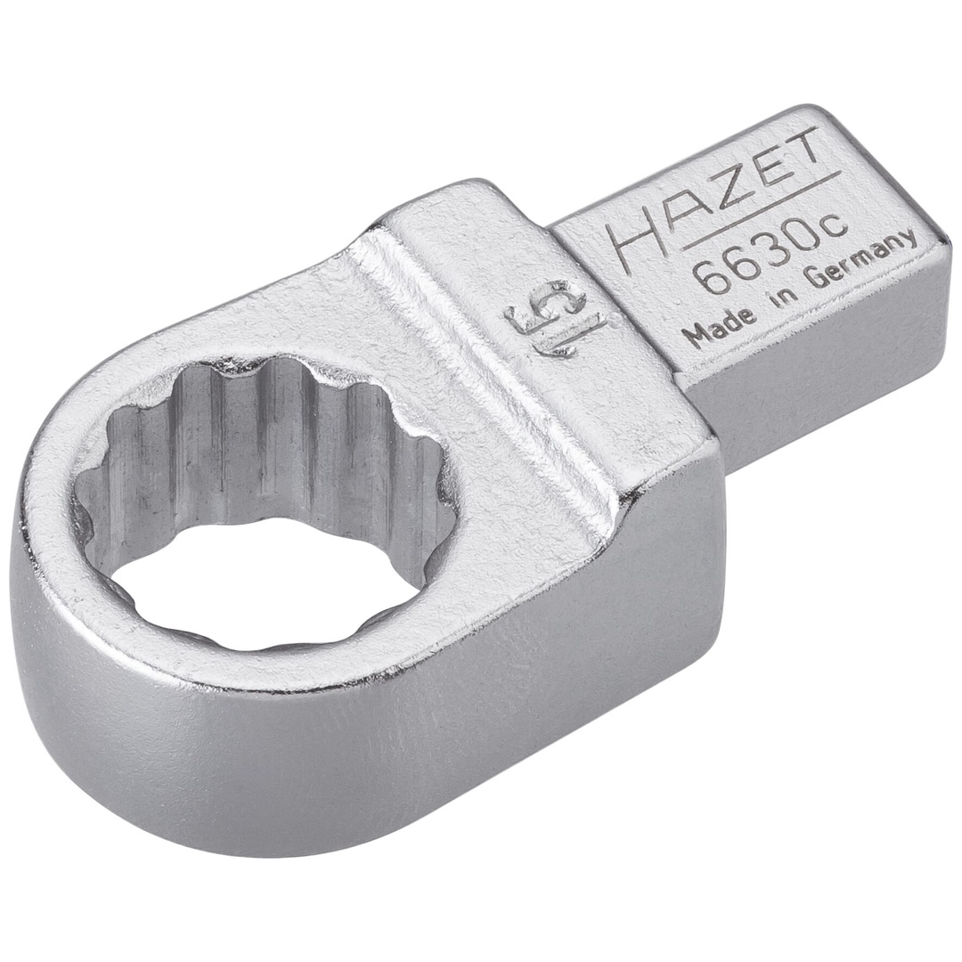 Hazet Einsteck-Ringschlüssel 9 x 12 mm Einsteck-Vierkant massiv, Außen Doppelsechskant-Tractionsprofil, SW 15 mm