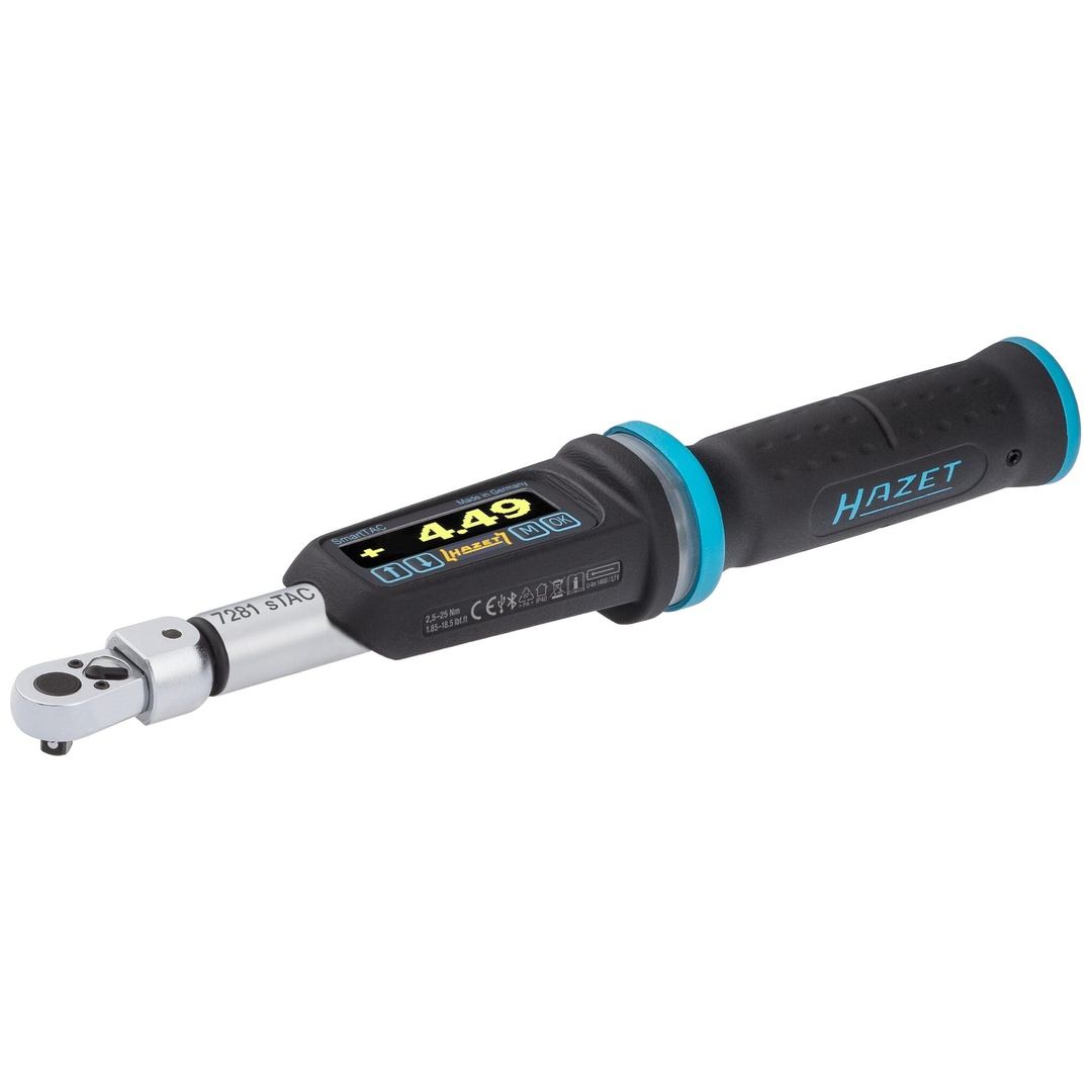 Hazet Elektronischer Drehmoment-/Drehwinkelschlüssel 2.5 - 25 Nm, lbf: 1.85 - 18.5 lbf.ft Genauigkeit: 2%, 9 x 12 mm Einsteck-Vierkant hohl, 1/4 (6,3