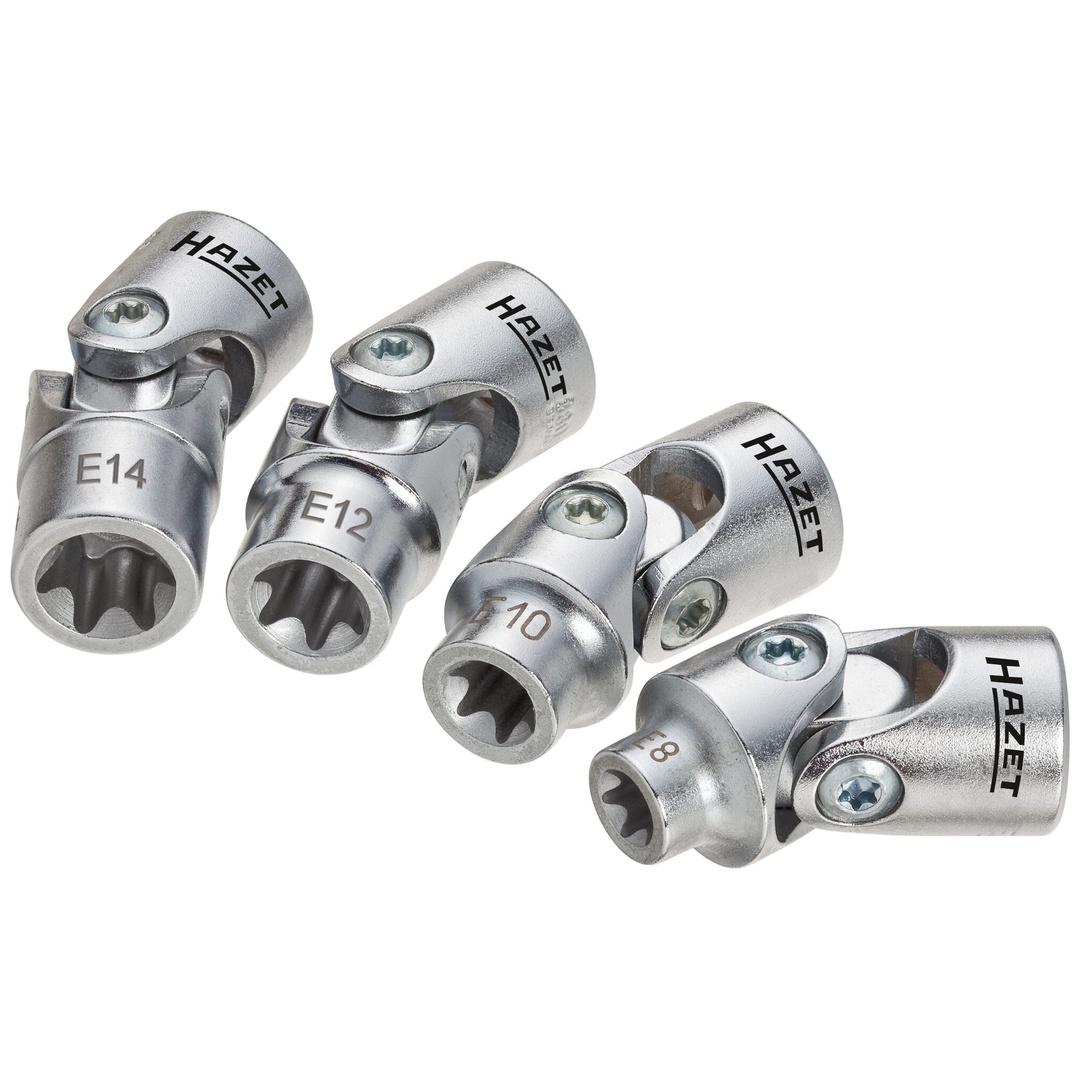 Hazet Steckschlüssel Satz 3/8 (10 mm) Vierkant hohl, Außen TX, 4-tlg., E8 - E14
