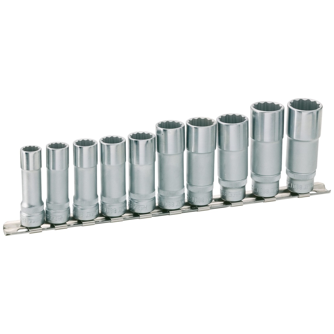 Hazet Doppelsechskant Steckschlüssel Satz 3/8 (10 mm) Vierkant hohl, Außen Doppelsechskant Profil, 10-tlg., 10, 11, 12, 13, 14, 15, 16, 17, 18, 19