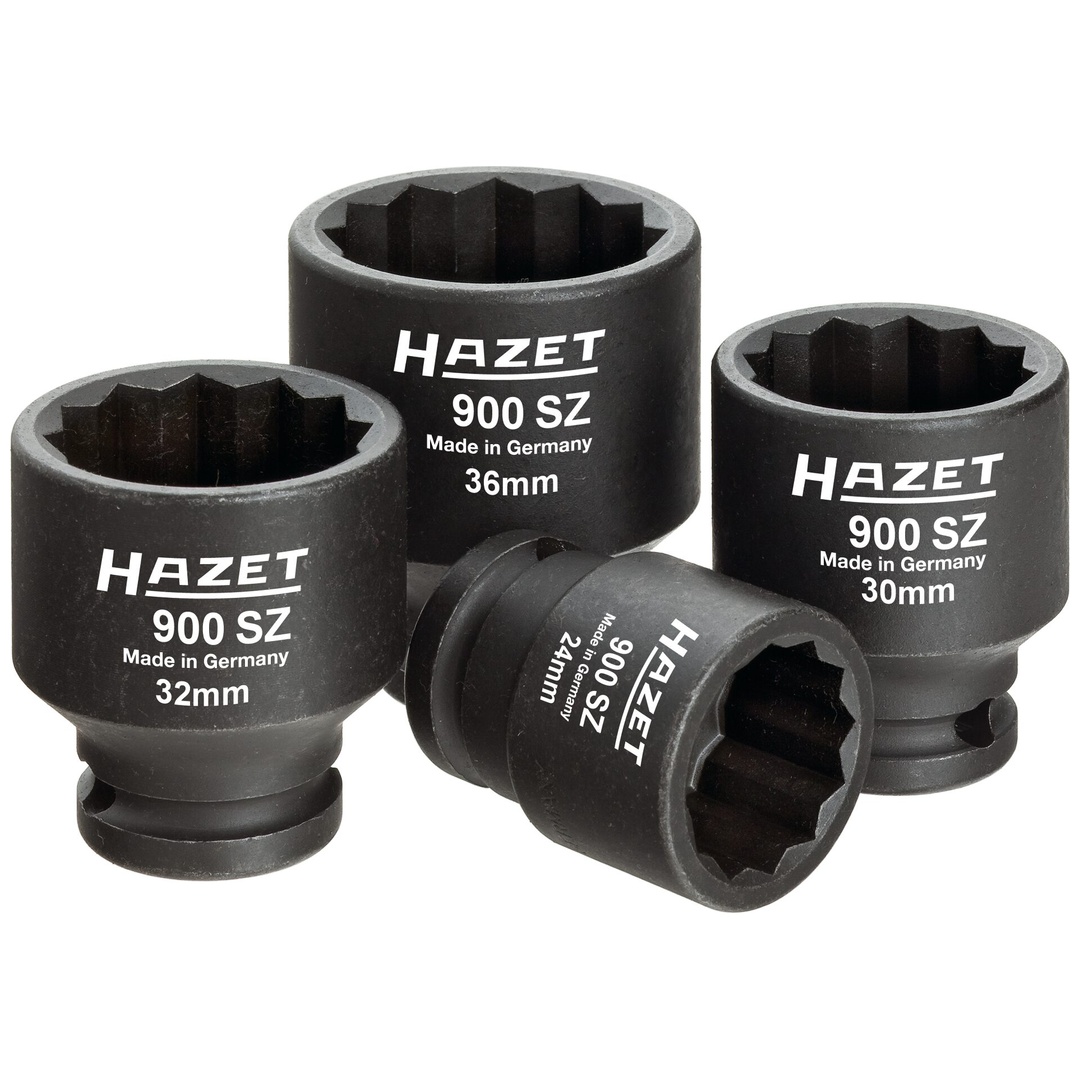 Hazet Antriebs-, Gelenk-, Achswellen Satz 900SZ/4, 1/2 (12,5 mm) Vierkant hohl, Außen Doppelsechskant-Tractionsprofil, 4-tlg., 24 - 36