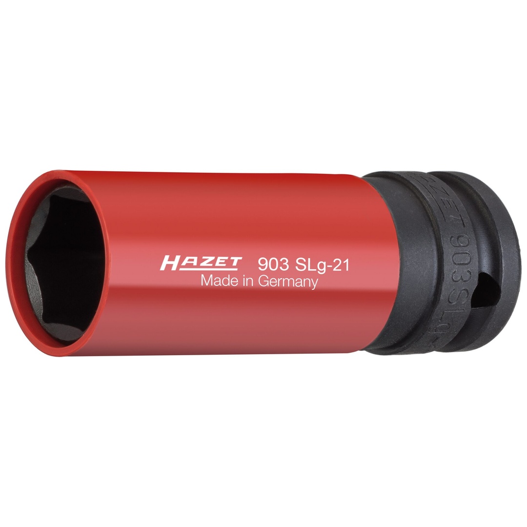Hazet Schlag-Maschinenschrauber Steckschlüsseleinsatz 903SLG-21, 1/2 (12,5 mm) Vierkant hohl, Außen Sechskant-Tractionsprofil, SW 21 mm