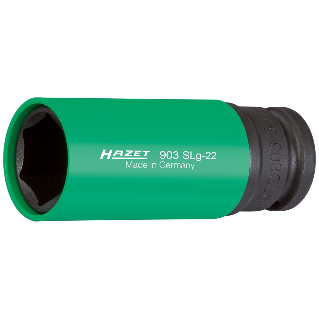 Hazet Schlag-Maschinenschrauber Steckschlüsseleinsatz 903SLG-22, 1/2 (12,5 mm) Vierkant hohl, Außen Sechskant-Tractionsprofil, SW 22 mm