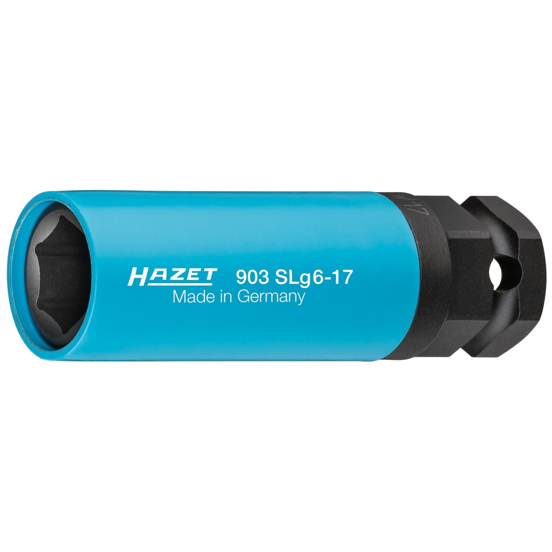 Hazet Schlag-Maschinenschrauber Steckschlüsseleinsatz 903SLG6-17, 1/2 (12,5 mm) Vierkant hohl, 24 mm Außen-Sechskant, Außen Sechskant-Tractionsprofil