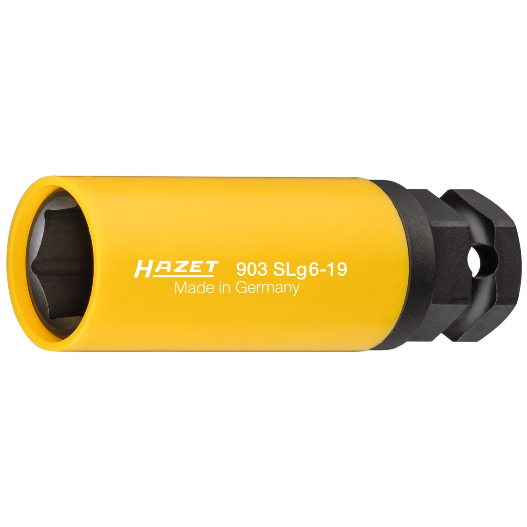 Hazet Schlag-Maschinenschrauber Steckschlüsseleinsatz 903SLG6-19, 1/2 (12,5 mm) Vierkant hohl, 24 mm Außen-Sechskant, Außen Sechskant-Tractionsprofil