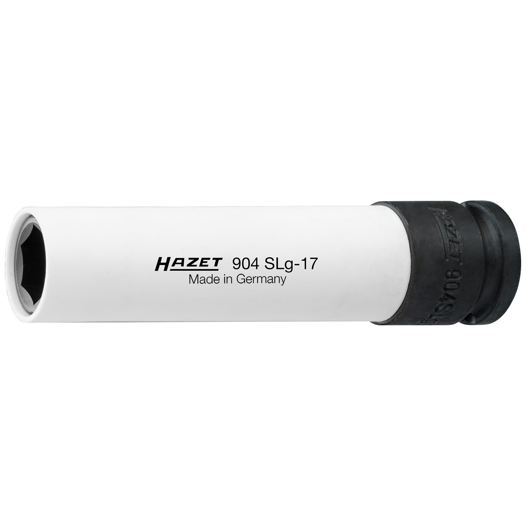 Hazet Schlag-Maschinenschrauber Steckschlüsseleinsatz, extralang 904SLG-17, 1/2 (12,5 mm) Vierkant hohl, Außen Sechskant Profil, SW 17 mm