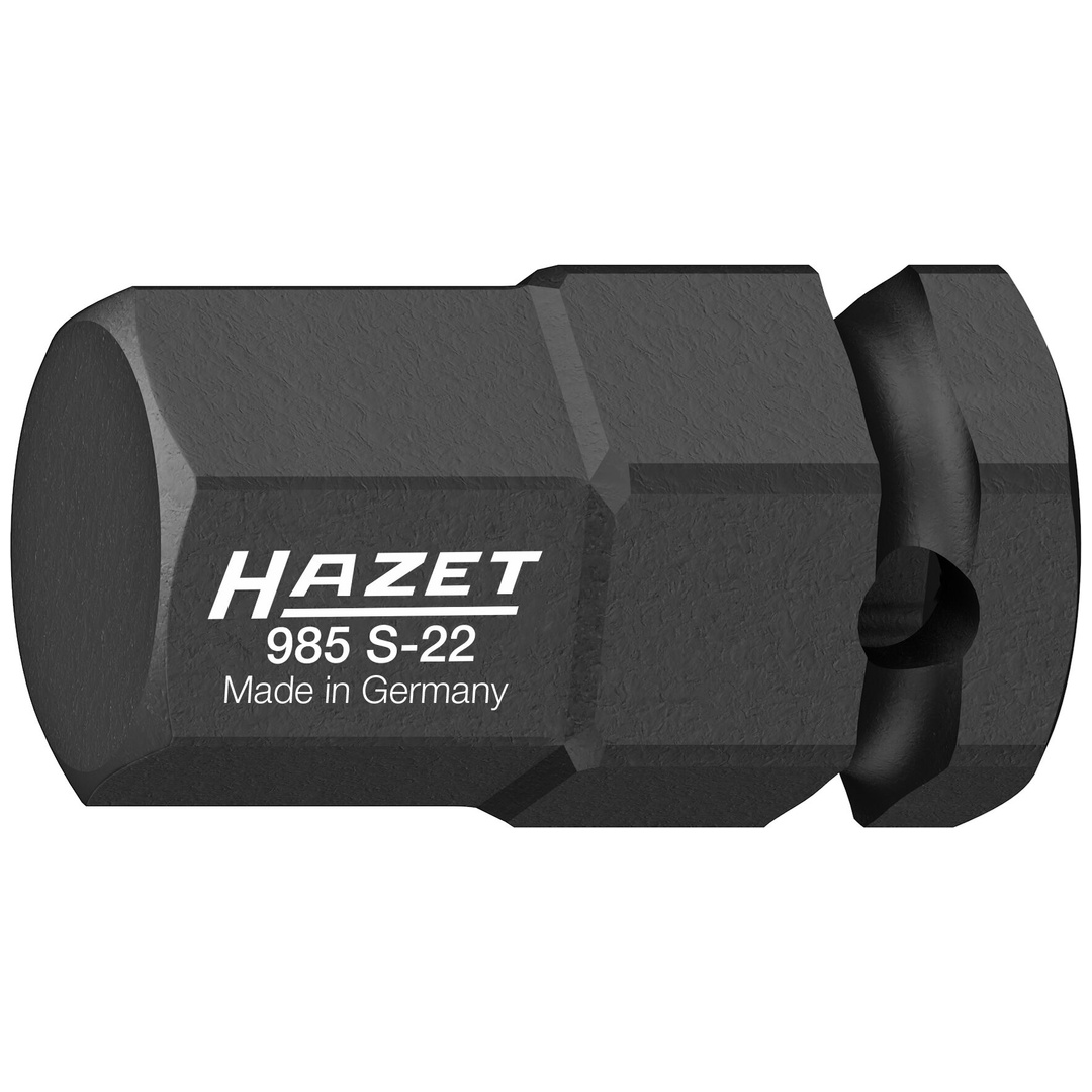Hazet Schlag-Maschinenschrauber Schraubendreher-Steckschlüsseleinsatz 985S-22, 1/2 (12,5 mm) Vierkant hohl, 24 mm Außen-Sechskant, Innen Sechskant Pr