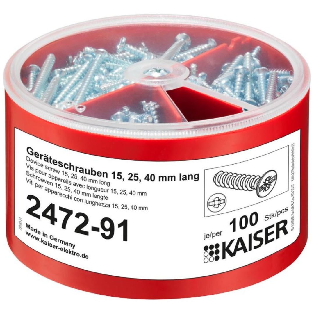 Geräteschrauben-Box 2472-91 100 Stk. mit 15/25/40mm Länge gemischt