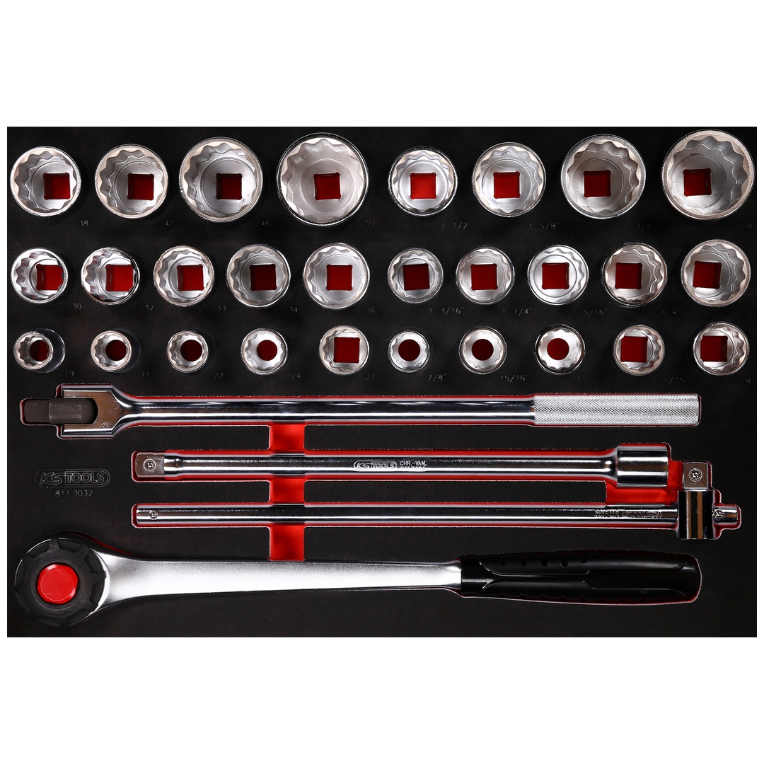 KS Tools 3/4 Steckschlüssel-Satz in Schaumstoffeinlage, 32-tlg.