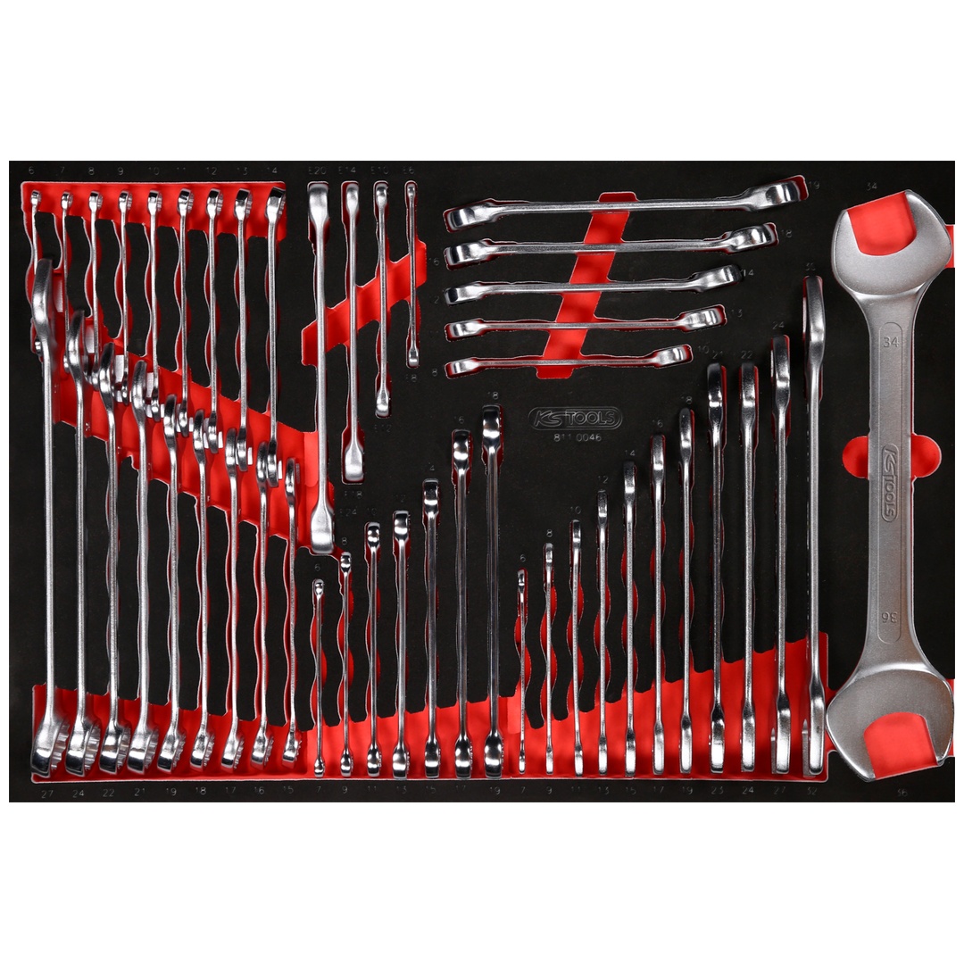 KS Tools Schraubenschlüssel-Satz in Schaumstoffeinlage, 46-tlg.