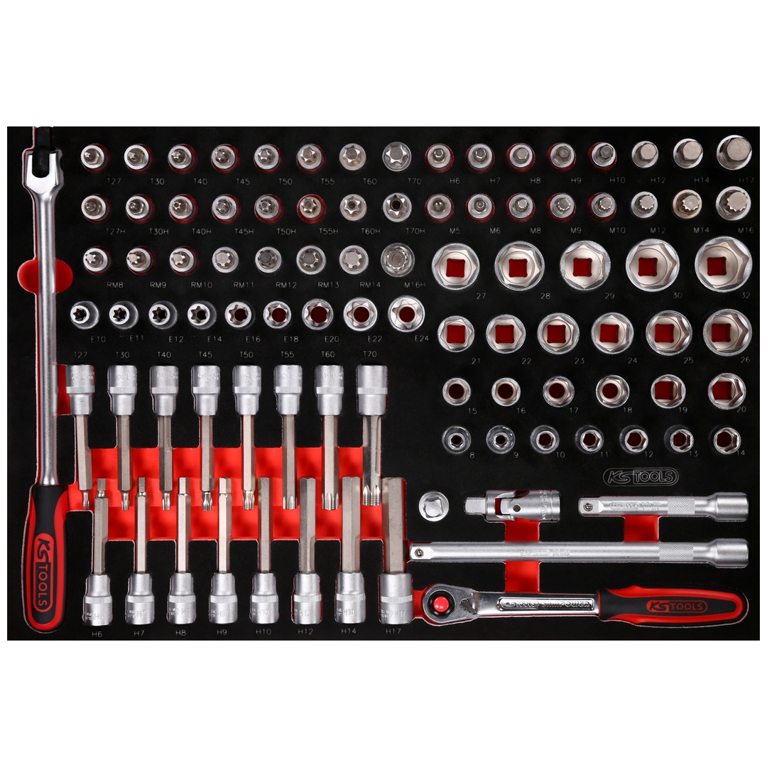KS Tools 1/2 Steckschlüssel-Satz in Schaumstoffeinlage, 95-tlg.