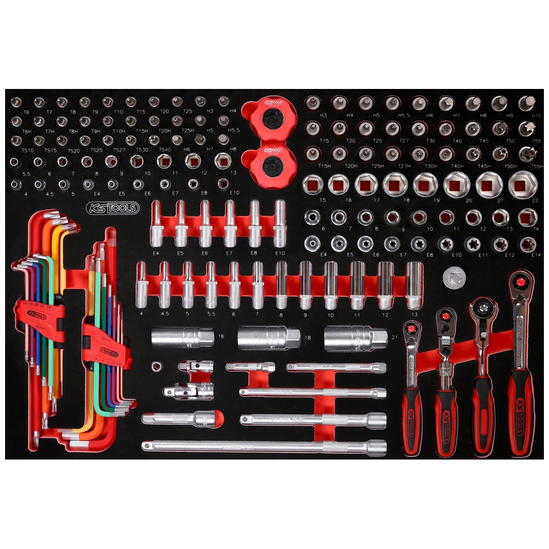 KS Tools 1/4 + 3/8 Steckschlüssel-Satz in Schaumstoffeinlage, 156-tlg.