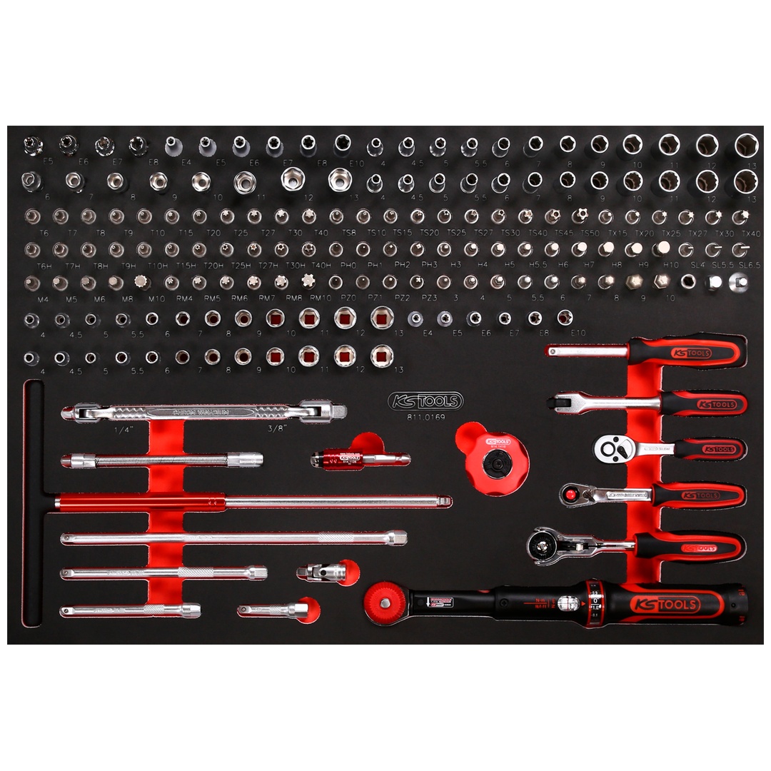 KS Tools 1/4 Steckschlüssel-Satz in Schaumstoffeinlage, 169-tlg.