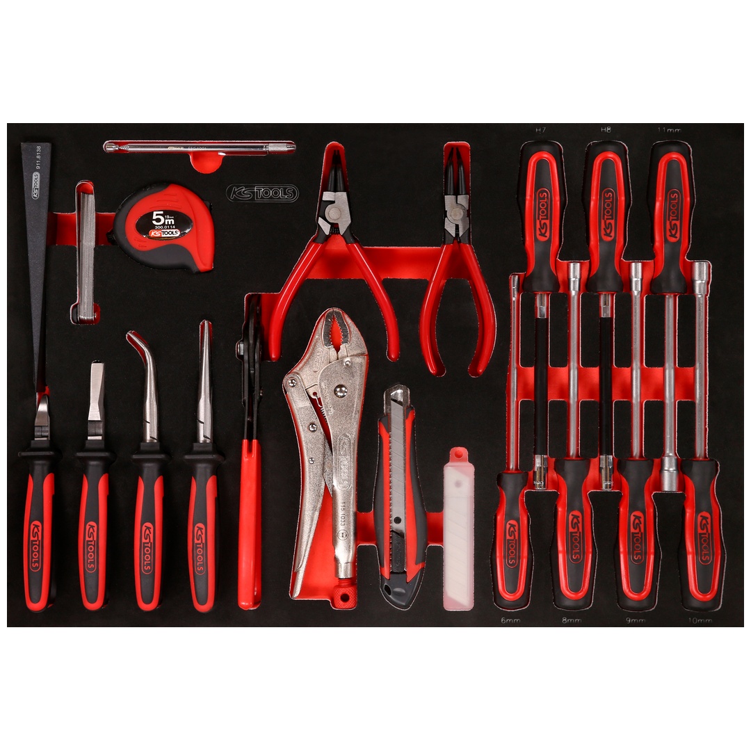 KS Tools Schraubendreher- / und Zangen-Satz in Schaumstoffeinlage, 32-tlg.