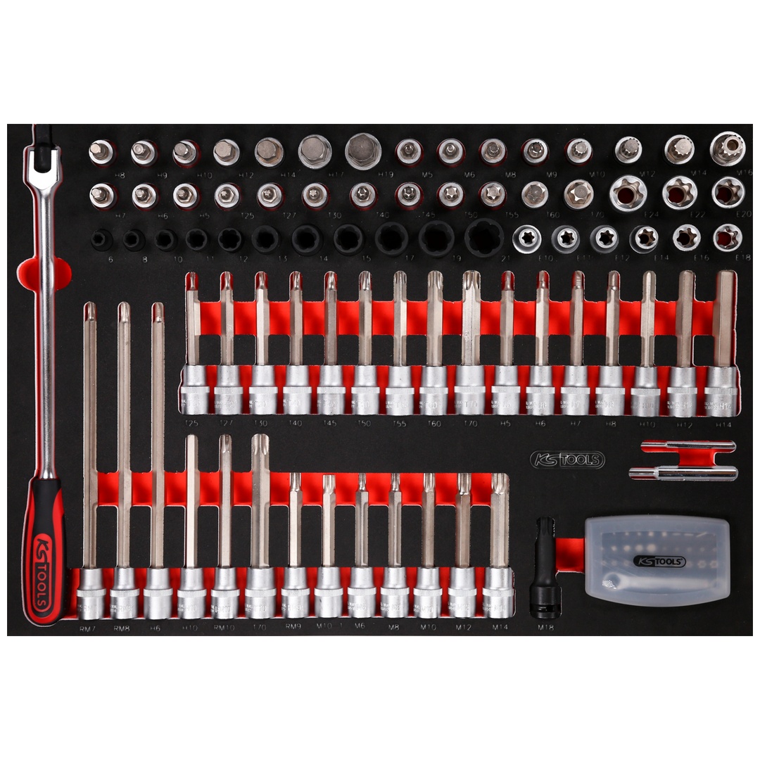 KS Tools 1/2 Bit-Stecknuss-Satz in Schaumstoffeinlage, 111-tlg.