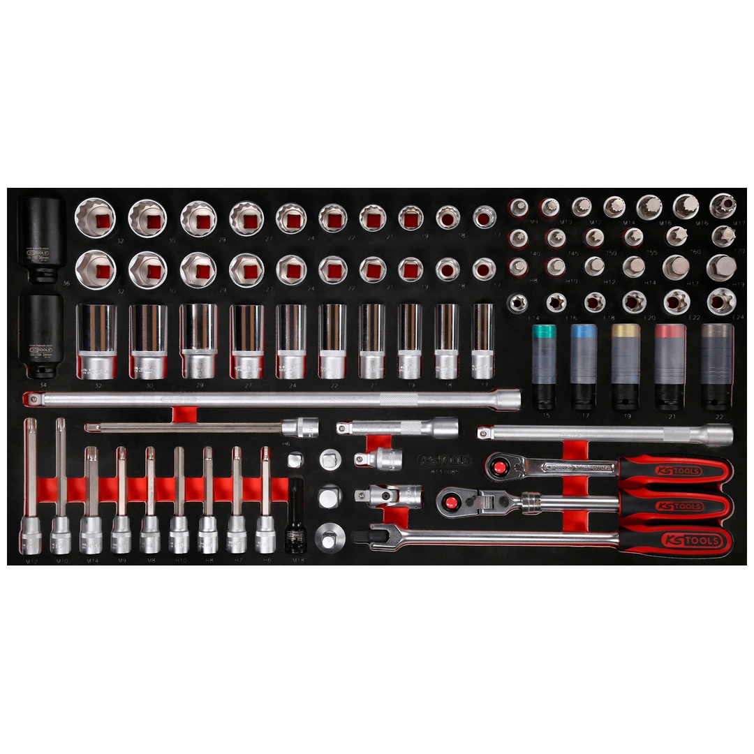 KS Tools 1/2 Steckschlüssel-Satz in Schaumstoffeinlage, 85-tlg.