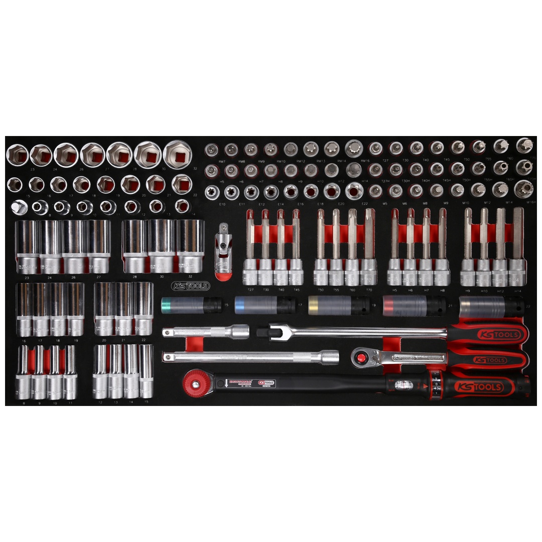 KS Tools 1/2 Steckschlüssel-Satz in Schaumstoffeinlage, 120-tlg.
