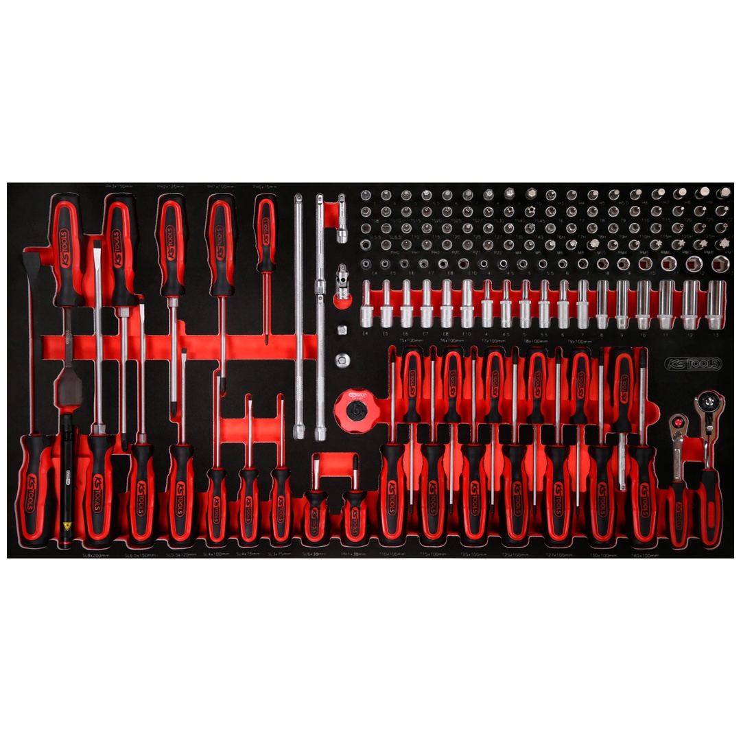 KS Tools 1/4 Steckschlüssel- / und Schraubendreher-Satz in Schaumstoffeinlage, 146-tlg.