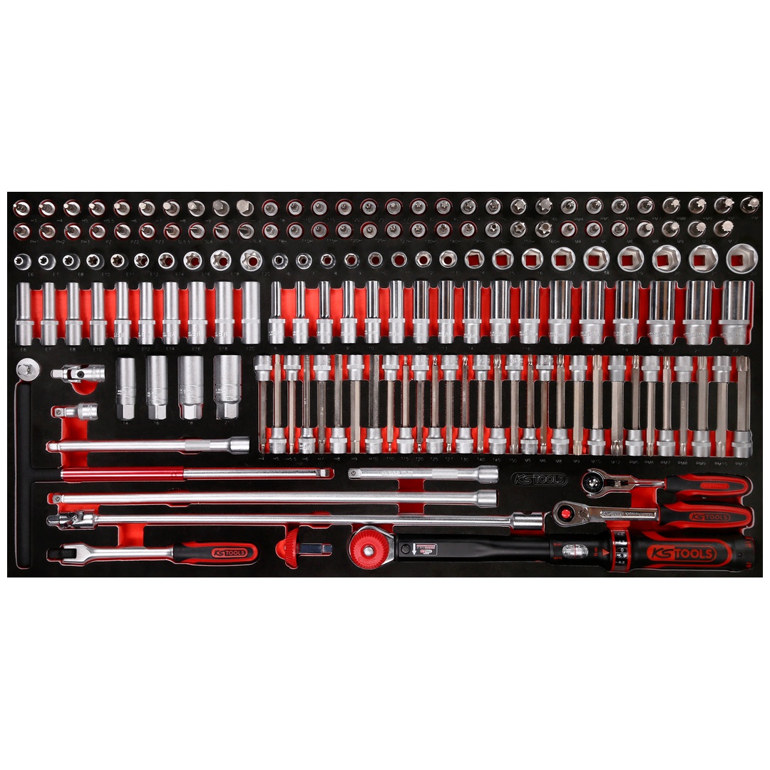 KS Tools 3/8 Steckschlüssel-Satz in Schaumstoffeinlage, 165-tlg.