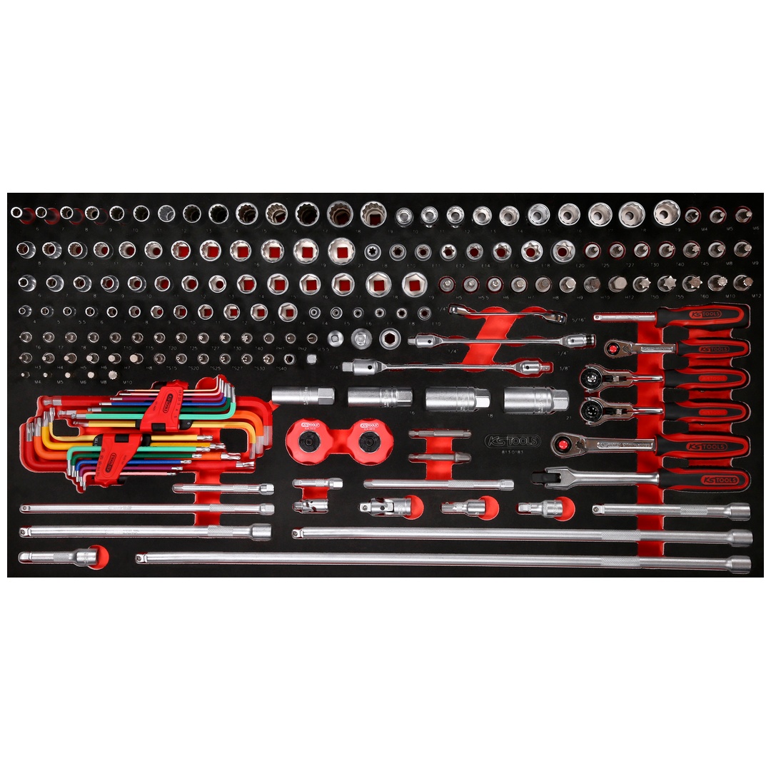 KS Tools 1/4 + 3/8 Steckschlüssel-Satz in Schaumstoffeinlage, 183-tlg.