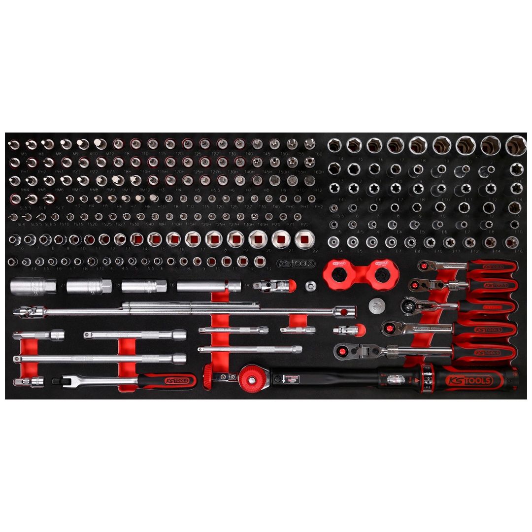 KS Tools 1/4 + 3/8 Steckschlüssel-Satz in Schaumstoffeinlage, 213-tlg.