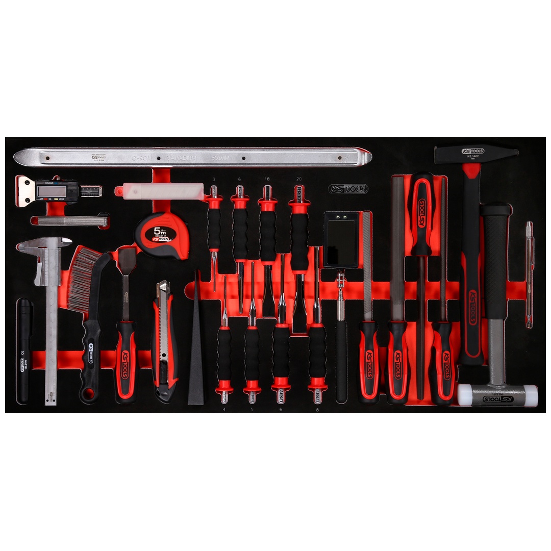 KS Tools Hammer- / Meißel- / und Messwerkzeug-Satz in Schaumstoffeinlage, 36-tlg.