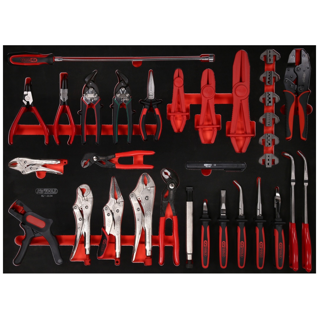 KS Tools Zangen-Satz in Schaumstoffeinlage, 34-tlg.