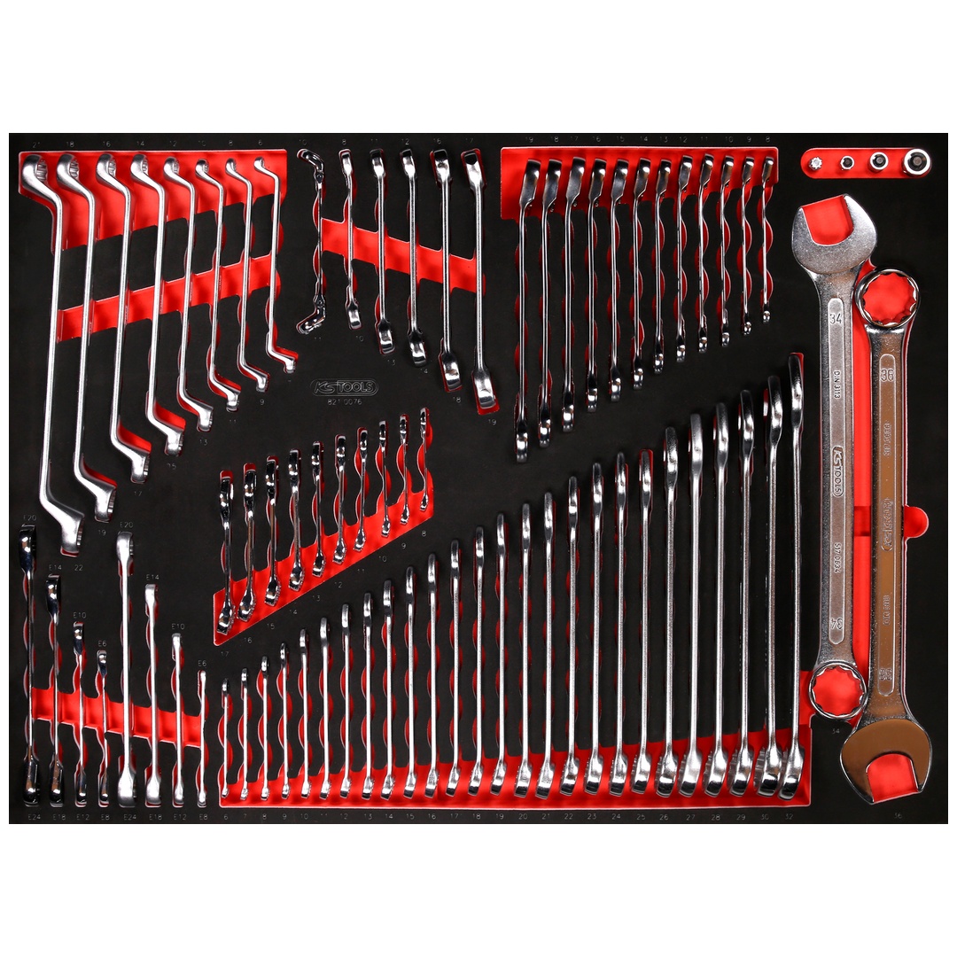 KS Tools Schraubenschlüssel-Satz in Schaumstoffeinlage, 76-tlg.