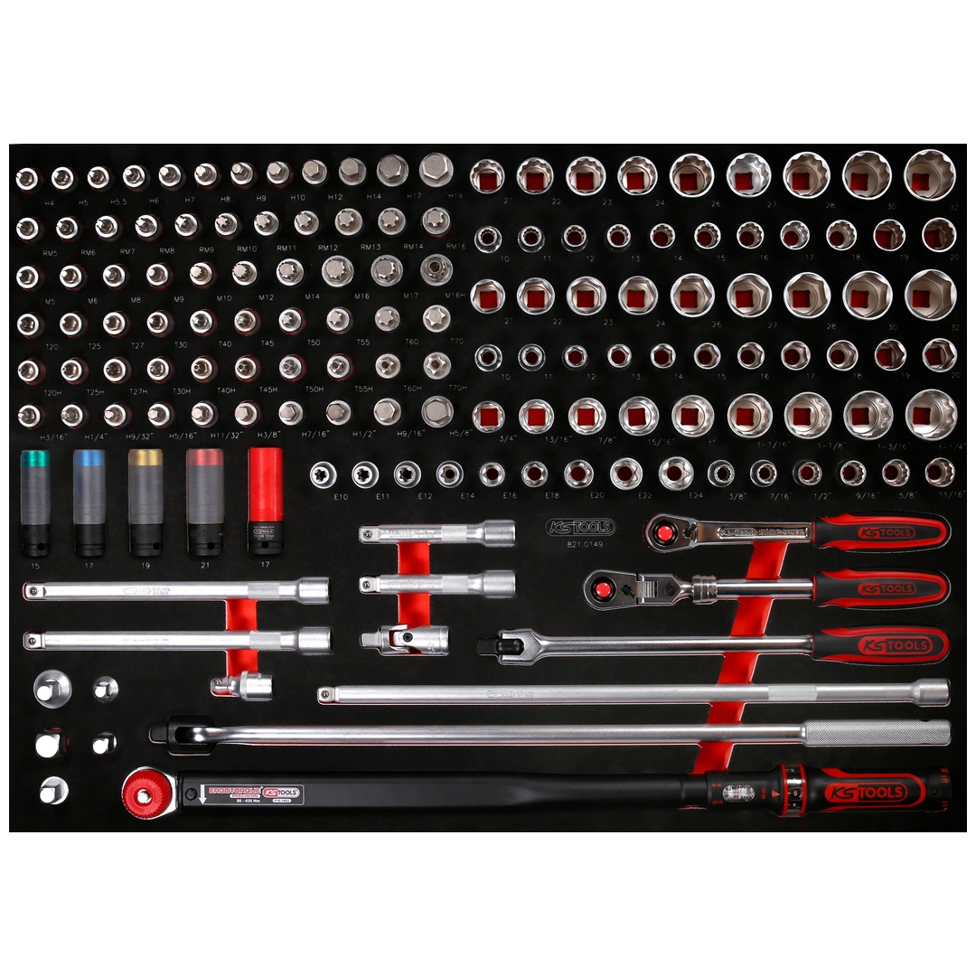 KS Tools 1/2 Steckschlüssel-Satz in Schaumstoffeinlage, 149-tlg.