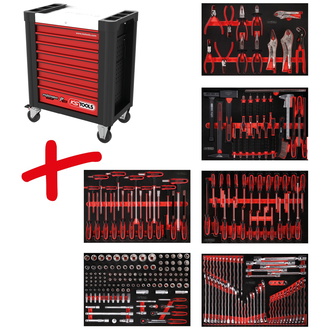 KS Tools Werkstattwagen-Satz PERFORMANCEplus P10 mit 271 Werkzeugen für 6 Schubladen