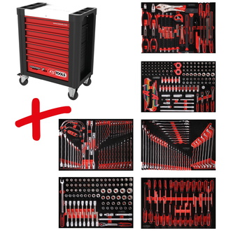 KS Tools Werkstattwagen-Satz PERFORMANCEplus P10 mit 399 Werkzeugen für 6 Schubladen