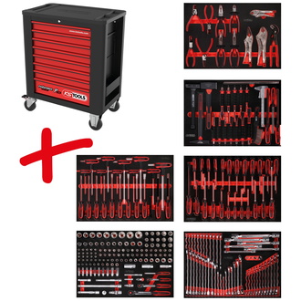 KS Tools Werkstattwagen-Satz PERFORMANCEplus P15 mit 271 Werkzeugen für 6 Schubladen