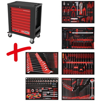 KS Tools Werkstattwagen-Satz PERFORMANCEplus P15 mit 284 Werkzeugen für 6 Schubladen