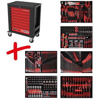 KS Tools Werkstattwagen-Satz PERFORMANCEplus P15 mit 399 Werkzeugen für 6 Schubladen