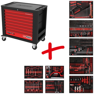 KS Tools Werkstattwagen-Satz PERFORMANCEplus P20 mit 706 Werkzeugen für 7 Schubladen