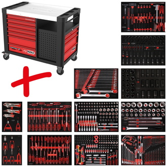 KS Tools Werkstattwagen-Satz PERFORMANCEplus P35 mit 549 Werkzeugen für 12 Schubladen