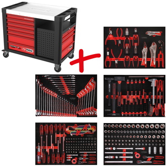 KS Tools Werkstattwagen-Satz PERFORMANCEplus P35 mit 279 Werkzeugen für 5 Schubladen