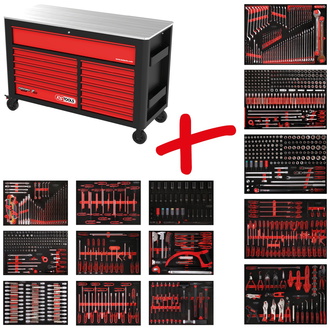 KS Tools PERFORMANCEplus Werkstattwagen-Satz P45 mit 950 Werkzeugen für 13 Schubladen